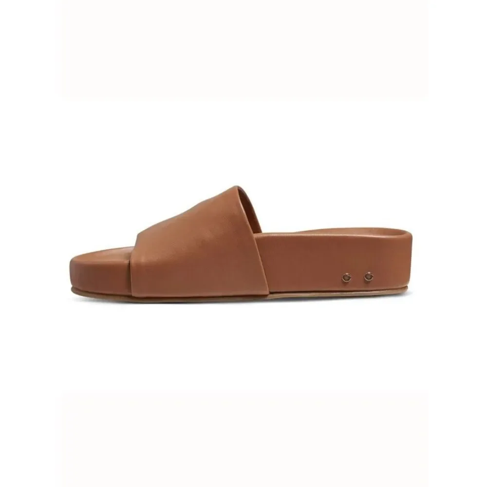 Beek Pelican Leather Slide Platform Sandal Tan Size 10 New $320